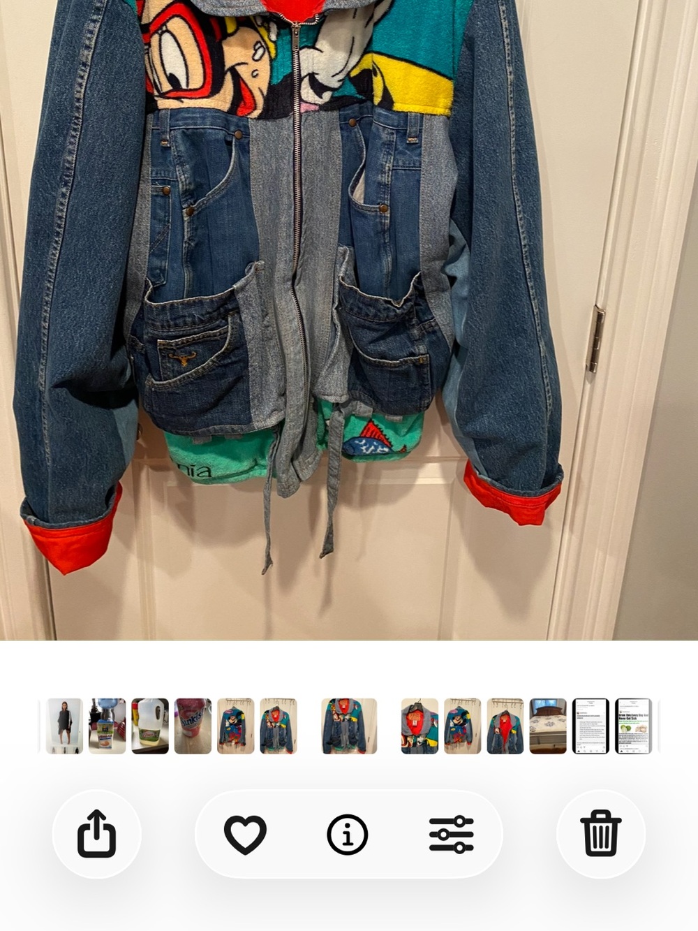 Denim Patchwork Women Jacket with Red Trim